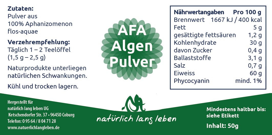 AFA Alge Naehrwerttabelle