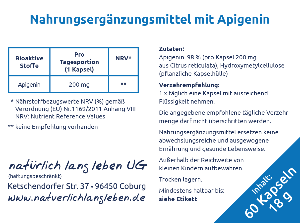 Nährwerte für Apigenin Kapslen