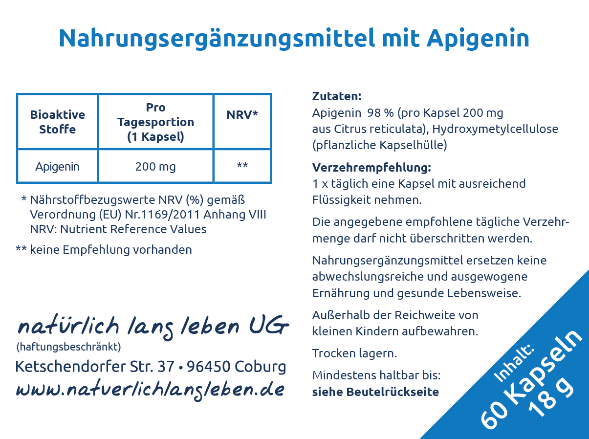 Nährwerte für Apigenin Kapslen