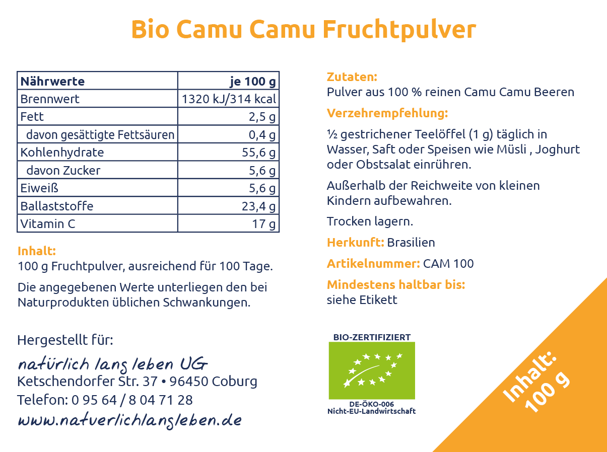 Nährwertangeben BIO-Camu