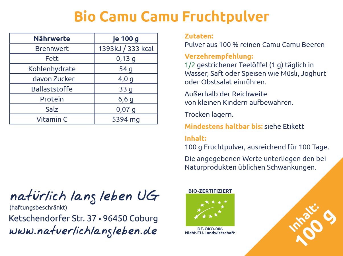 Nährwertangeben BIO-Camu