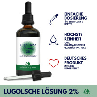 Lugolsche Lösung (2 %) 100 ml TÜV zertifizierte Pipette