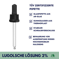 Lugolsche Lösung (2 %) 100 ml TÜV zertifizierte Pipette